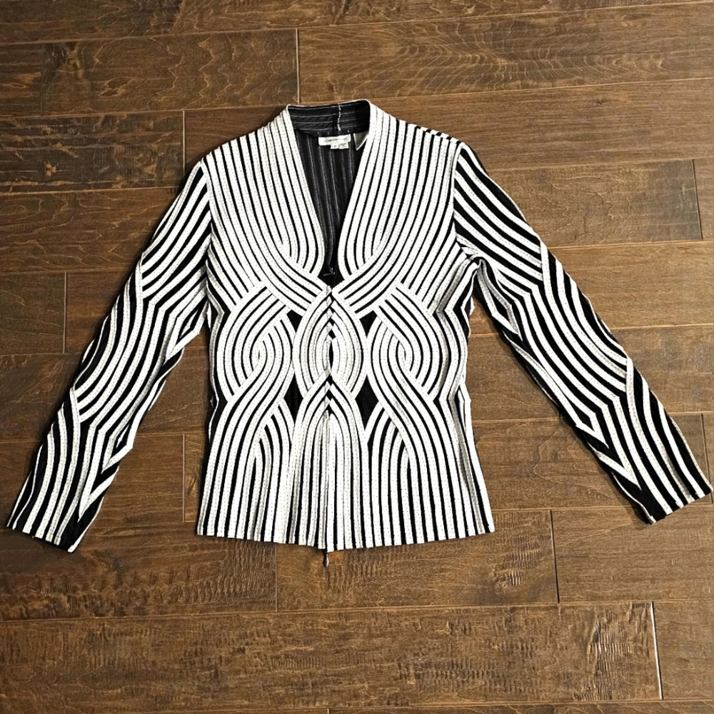 Black & White Patterned Women's Blazer Jacket